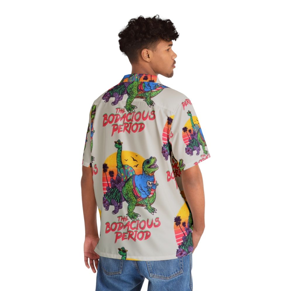 Model wearing the Retro Dinosaur Hawaiian Shirt - People Back