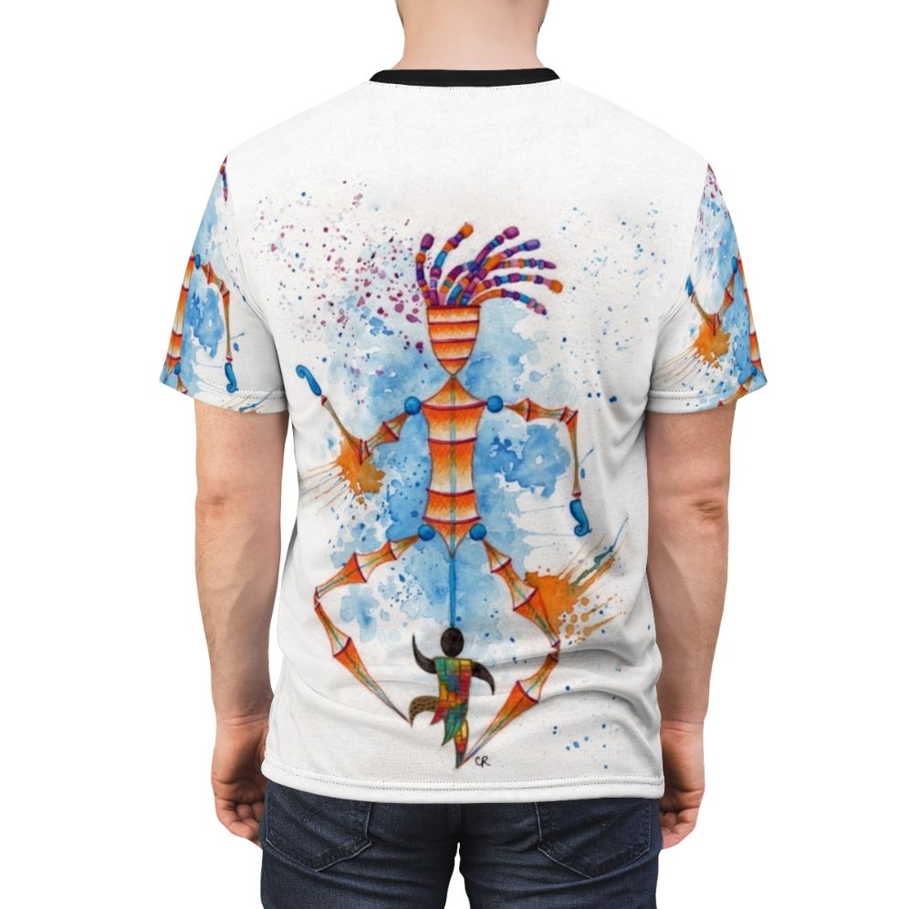 Retro-inspired t-shirt featuring a disc man design and playful puppet graphics - men back