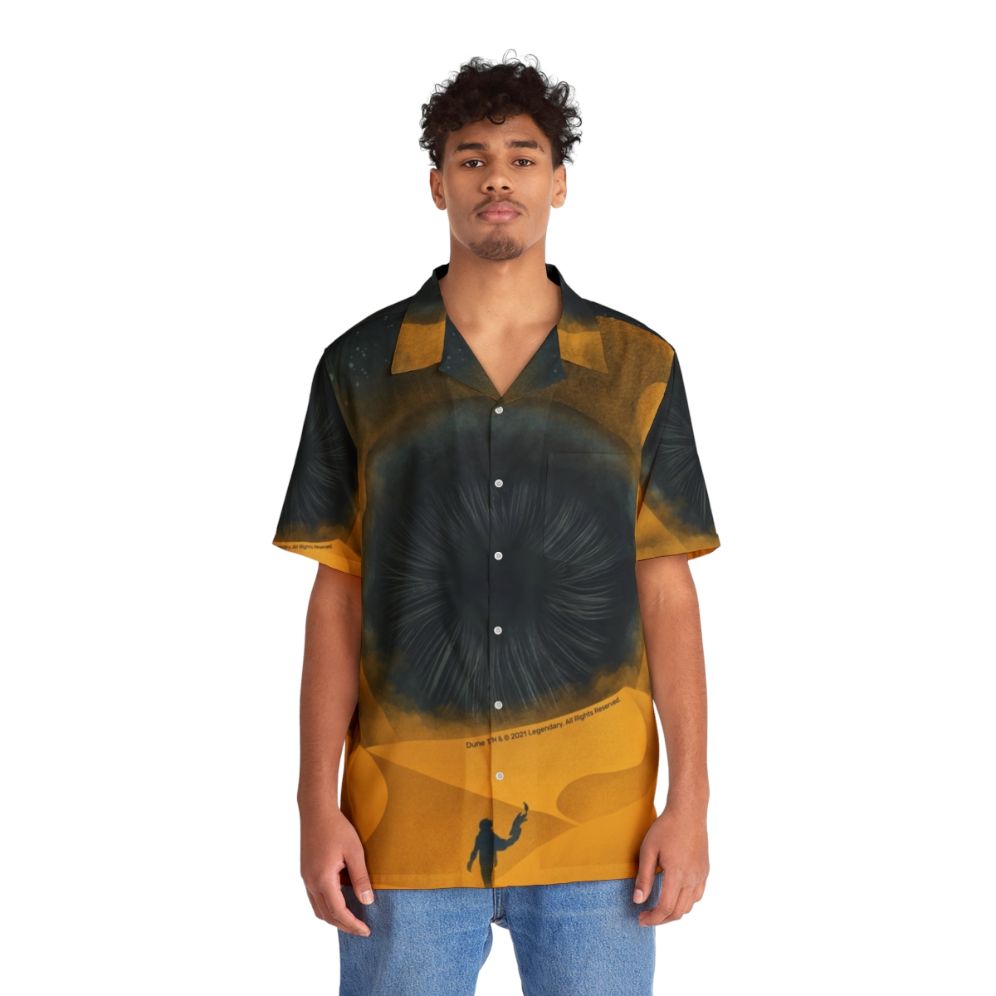 Dune 2020 Yellow Sand Hawaiian Shirt featuring the Great Shai Hulud - People Front