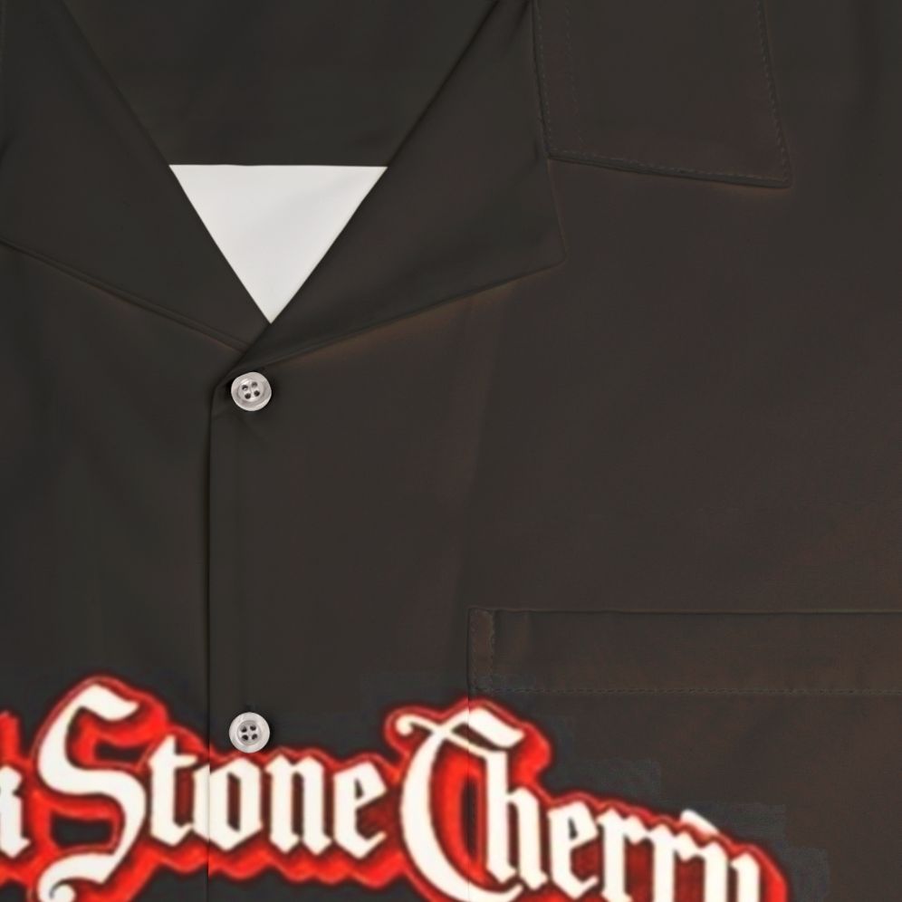 Black Stone Logo Hawaiian Shirt for Hard Rock Music Lovers - Detail