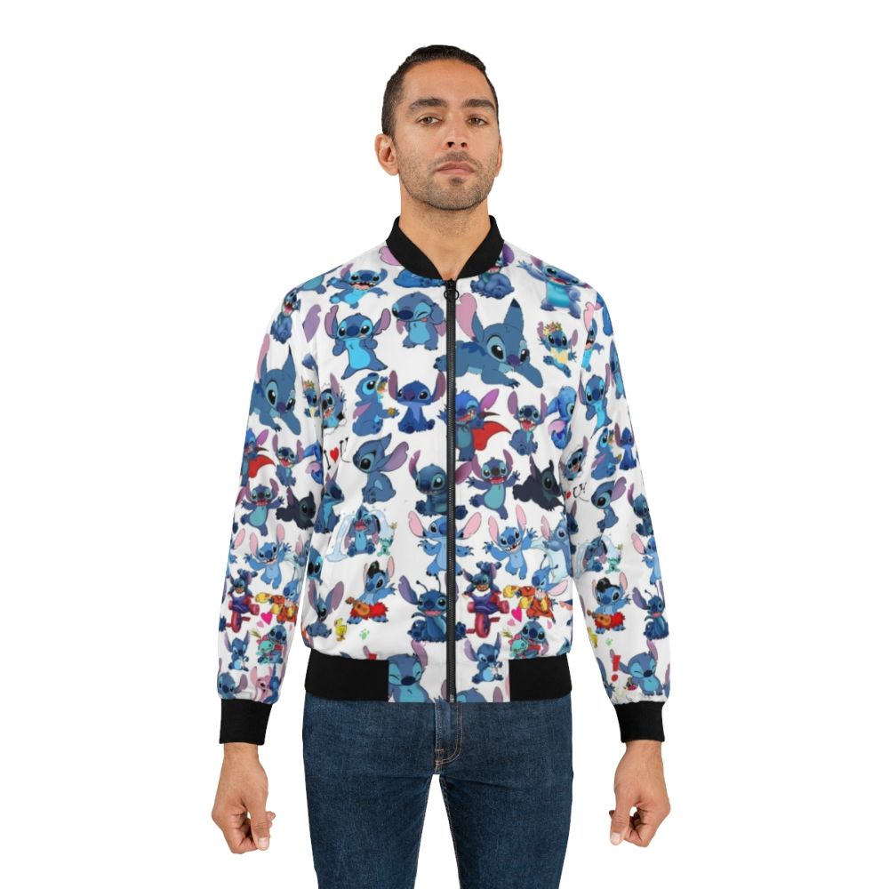 Lilo and Stitch inspired bomber jacket with the character design and text - Lifestyle