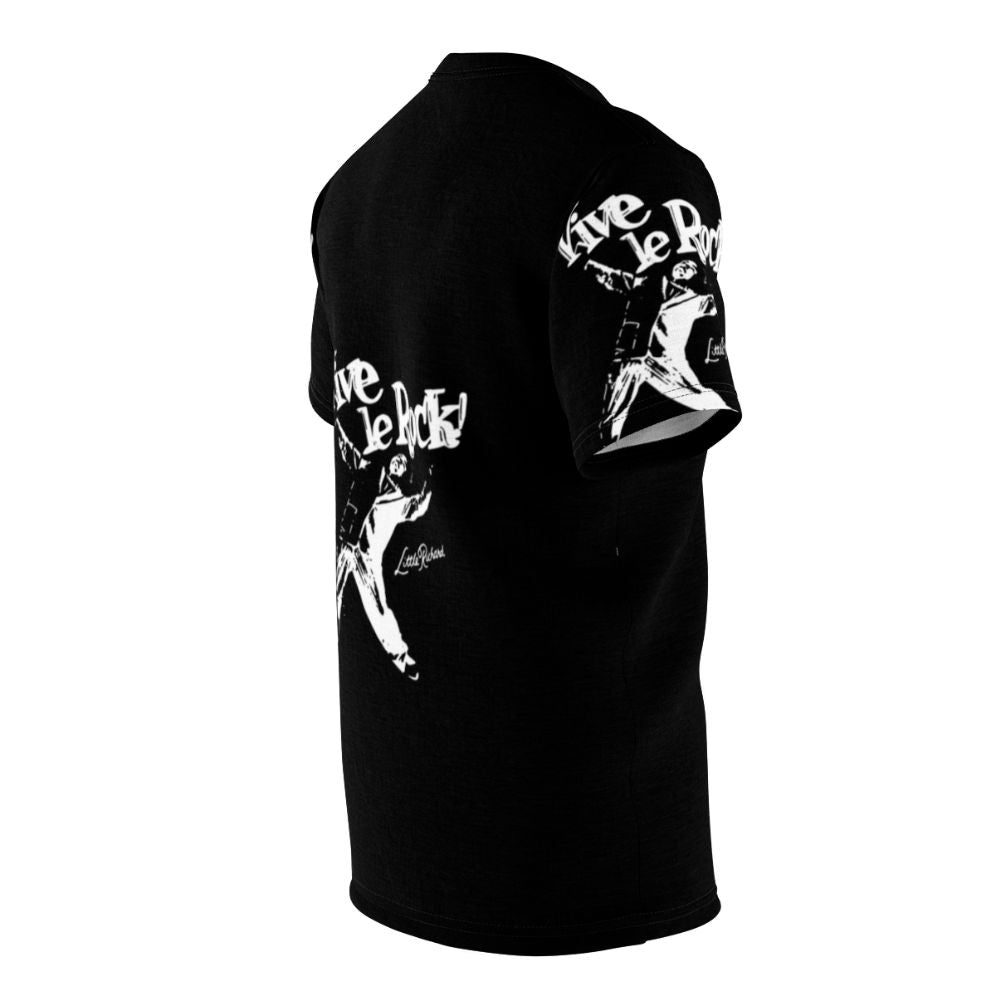 Graphic t-shirt featuring a vintage-style design honoring the legendary rock and roll pioneer Little Richard - men right