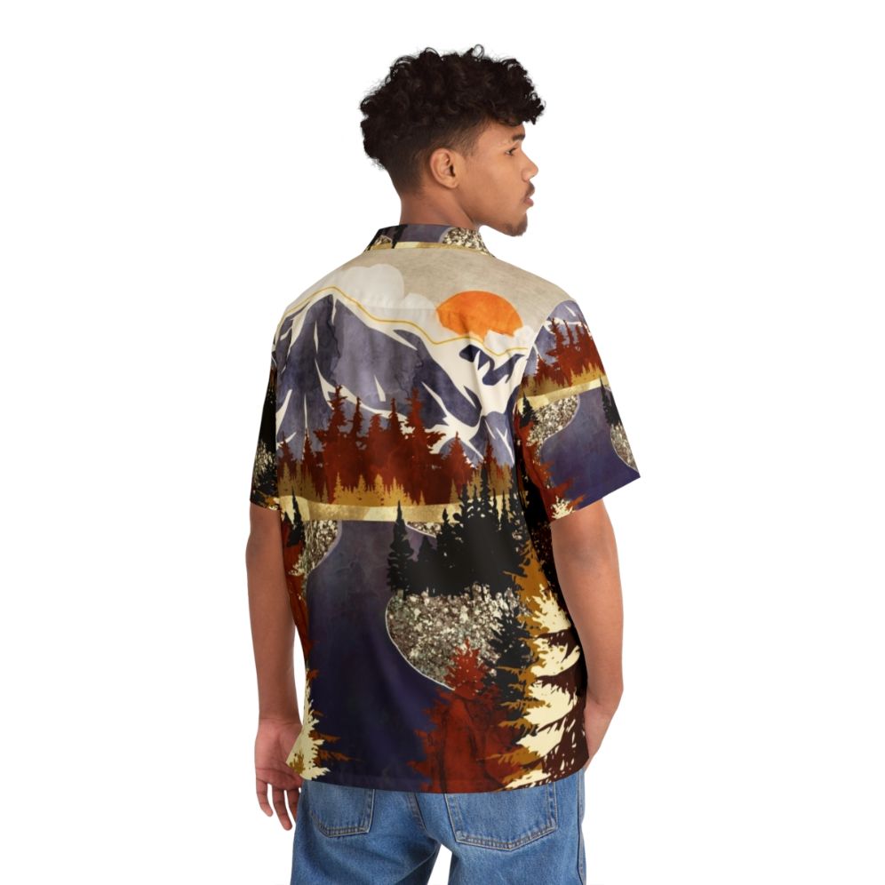 Autumn River Hawaiian Shirt with abstract landscape design - People Back