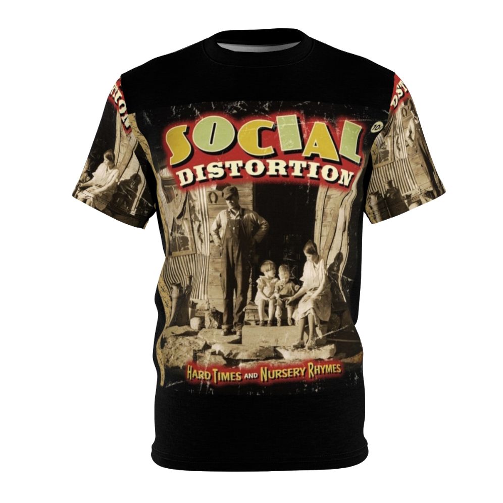 Stylish Social Distortion inspired graphic tee shirt with "Hard Times And Nursery Rhymes" design