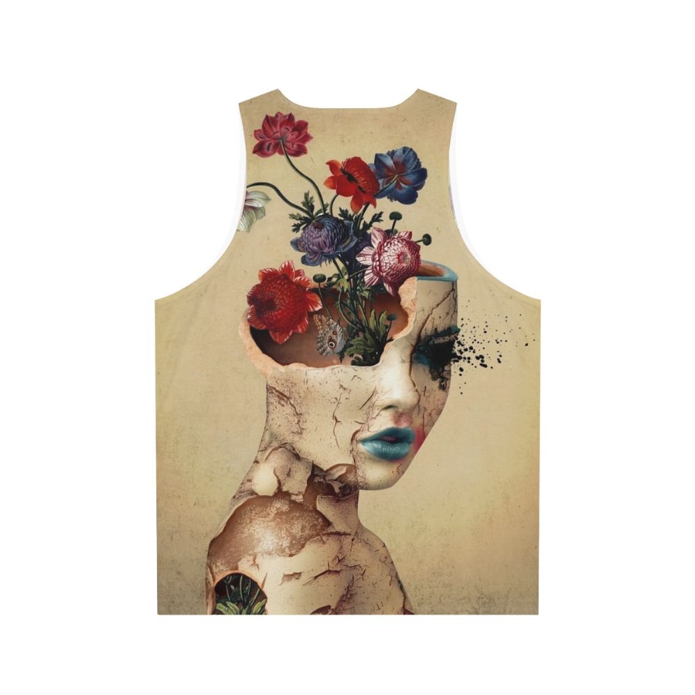 Broken Beauty Unisex Floral Grunge Digital Art Tank Top - Back