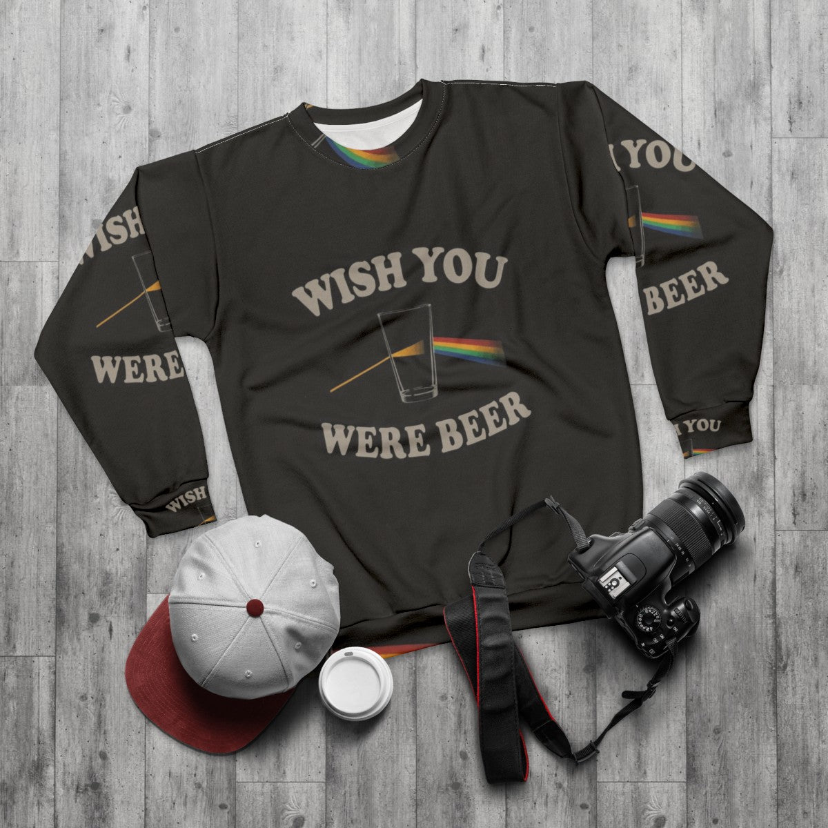 Wish You Were Beer Pink Floyd Inspired Sweatshirt - flat lay