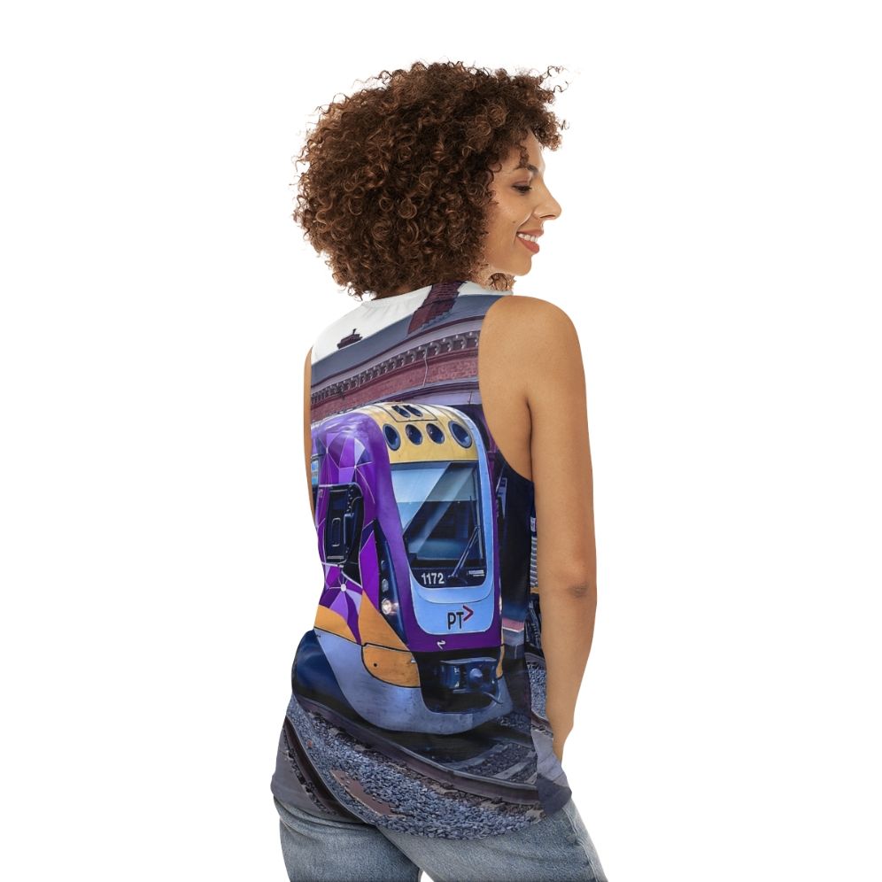 Vline Train at Castlemaine Station Unisex Tank Top - women back