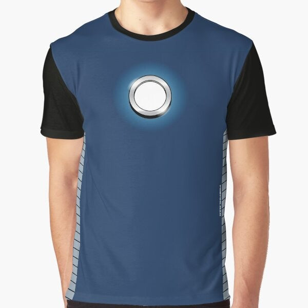 Proton Man superhero costume graphic t-shirt for adults