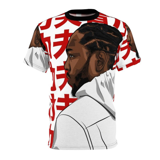 Kendrick Lamar Kung Fu Kenny inspired graphic t-shirt design featuring a vector illustration of the rapper