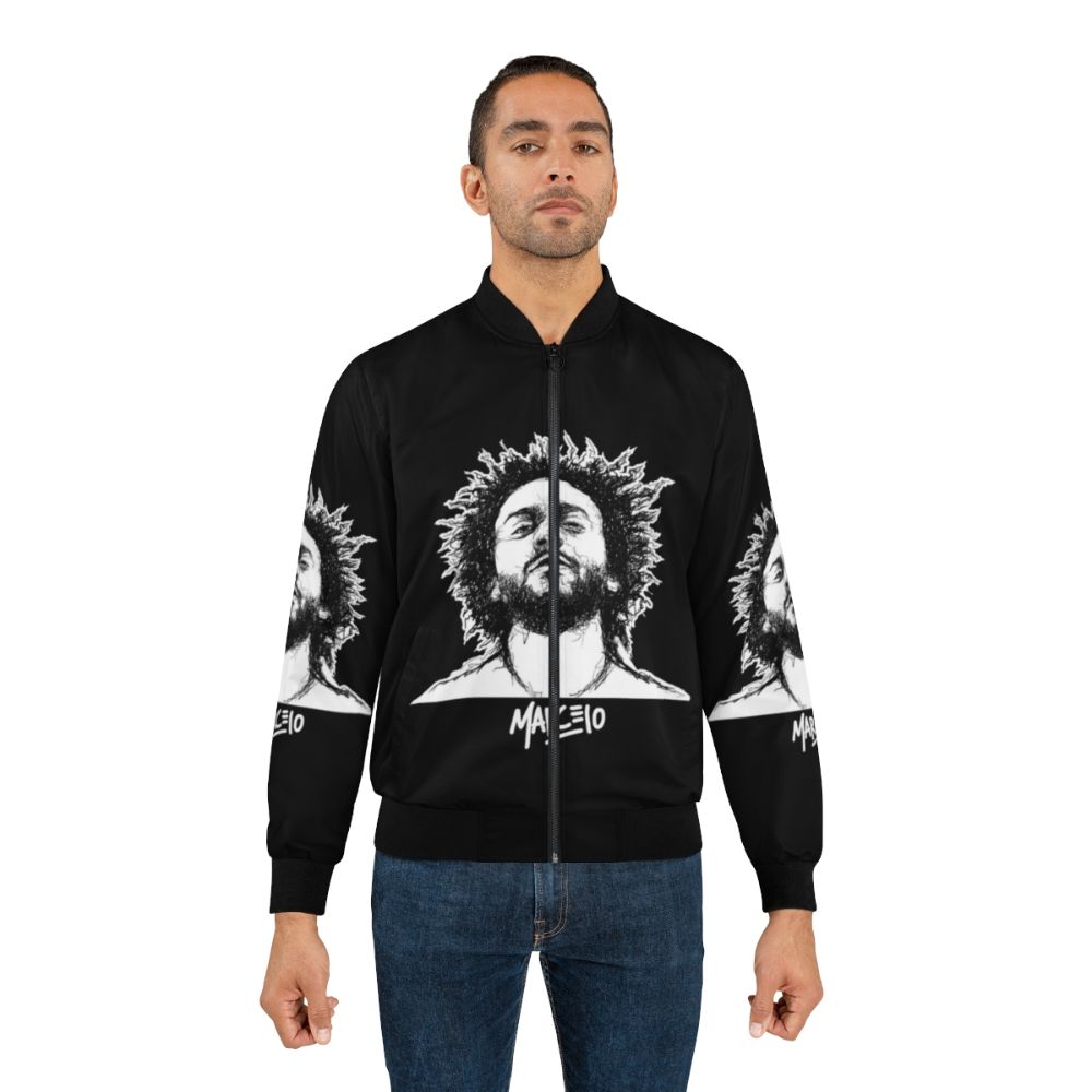 Marcelo Vieira illustration printed on a black bomber jacket - Lifestyle