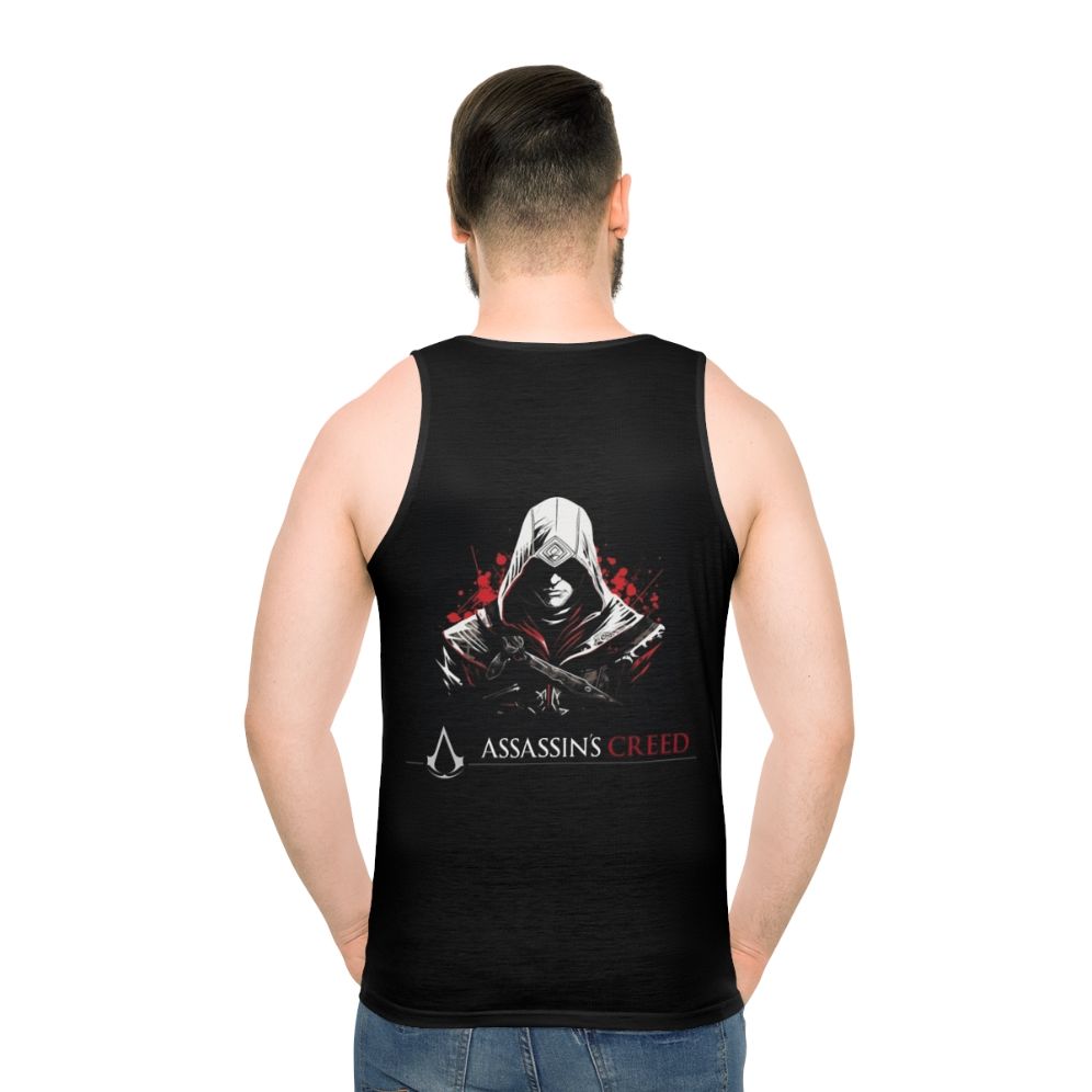 Assassin's Creed medieval warrior fan art unisex tank top - men back