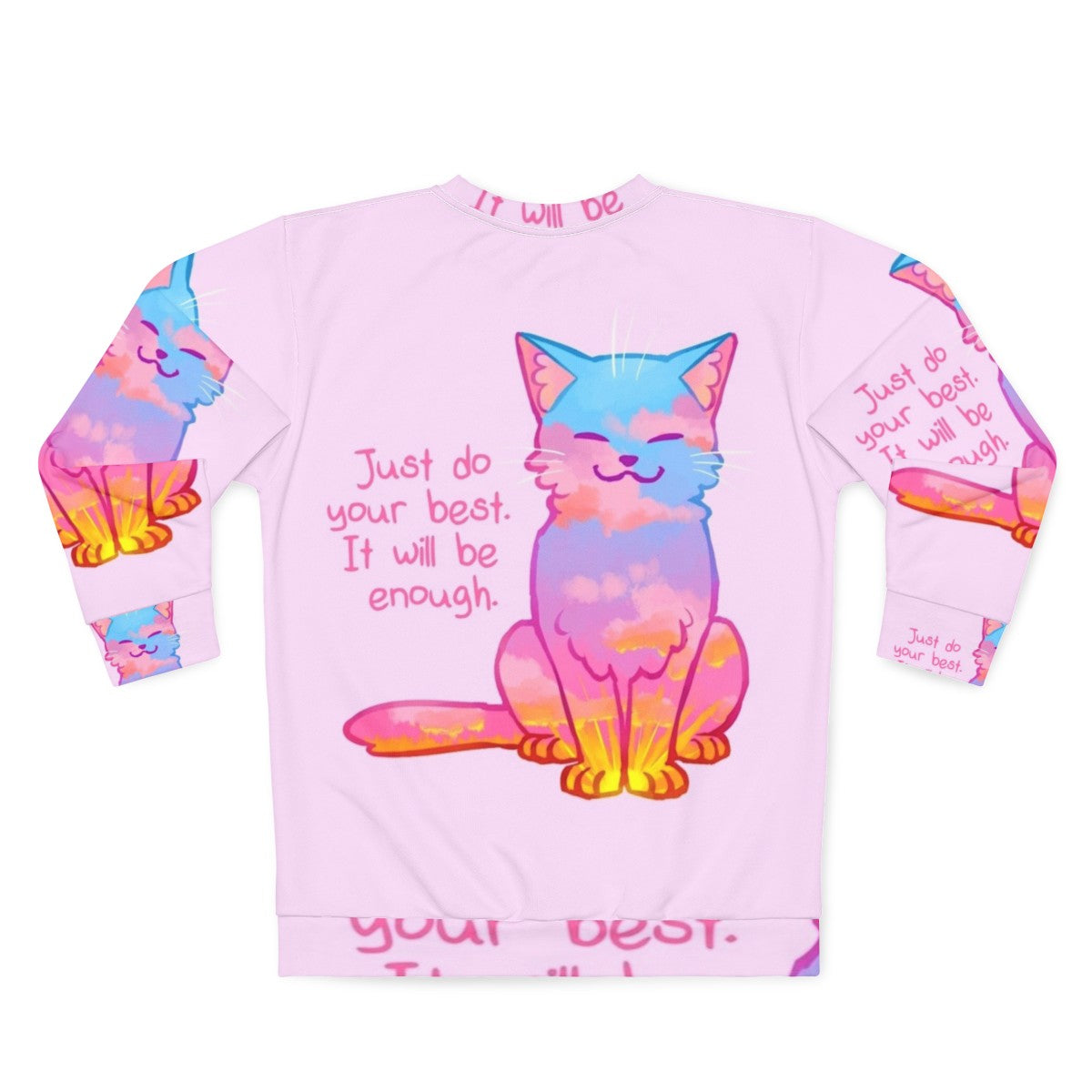 Sunset cat sweatshirt with positive affirmation - Back