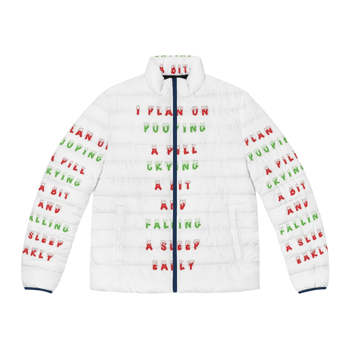 Schitt's Creek Christmas Quote Puffer Jacket featuring David Rose's iconic style