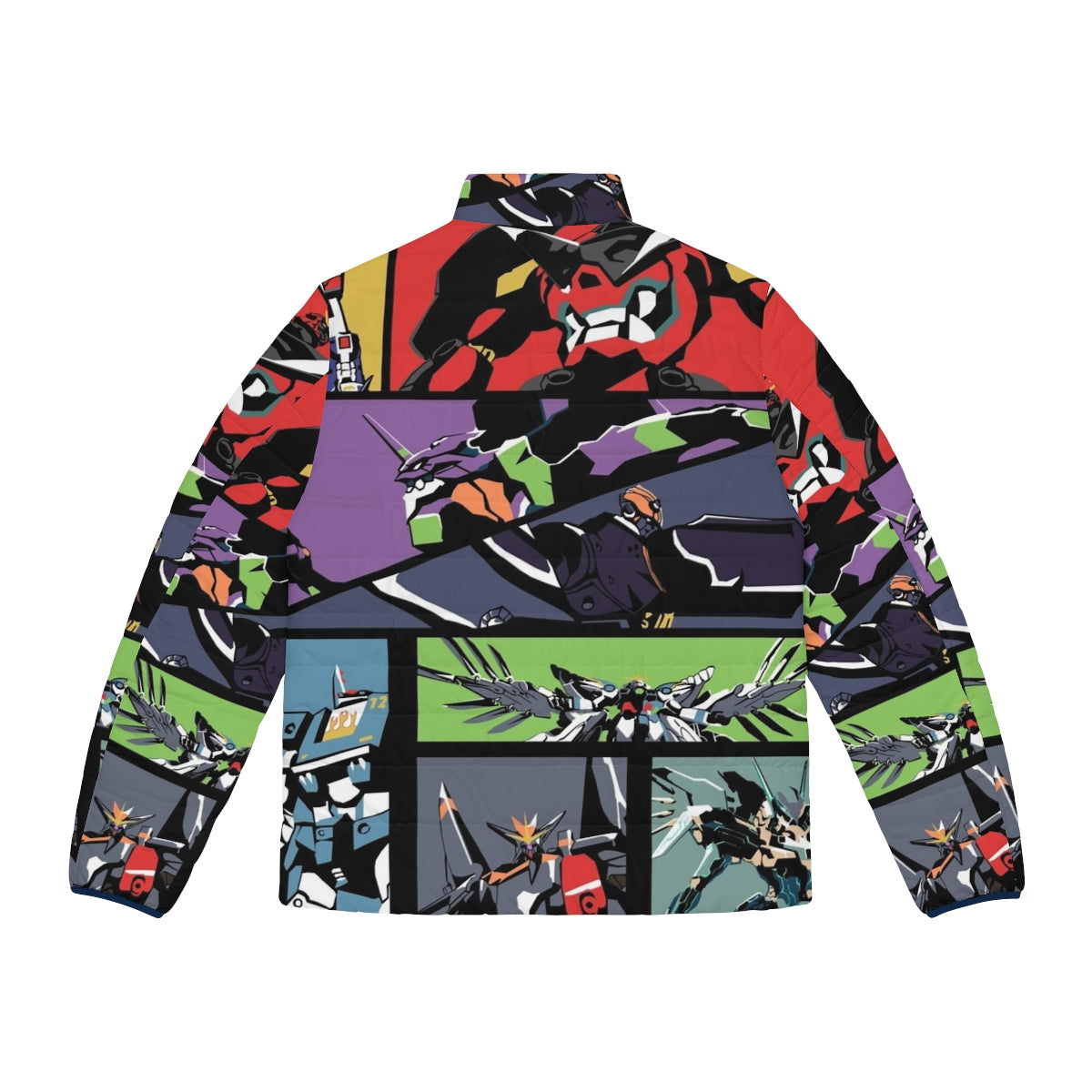 Super Robots Puffer Jacket, futuristic mecha inspired outerwear - Back