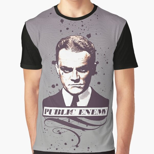 Public Enemy vintage-style graphic t-shirt featuring classic Hollywood mobster and gangster imagery