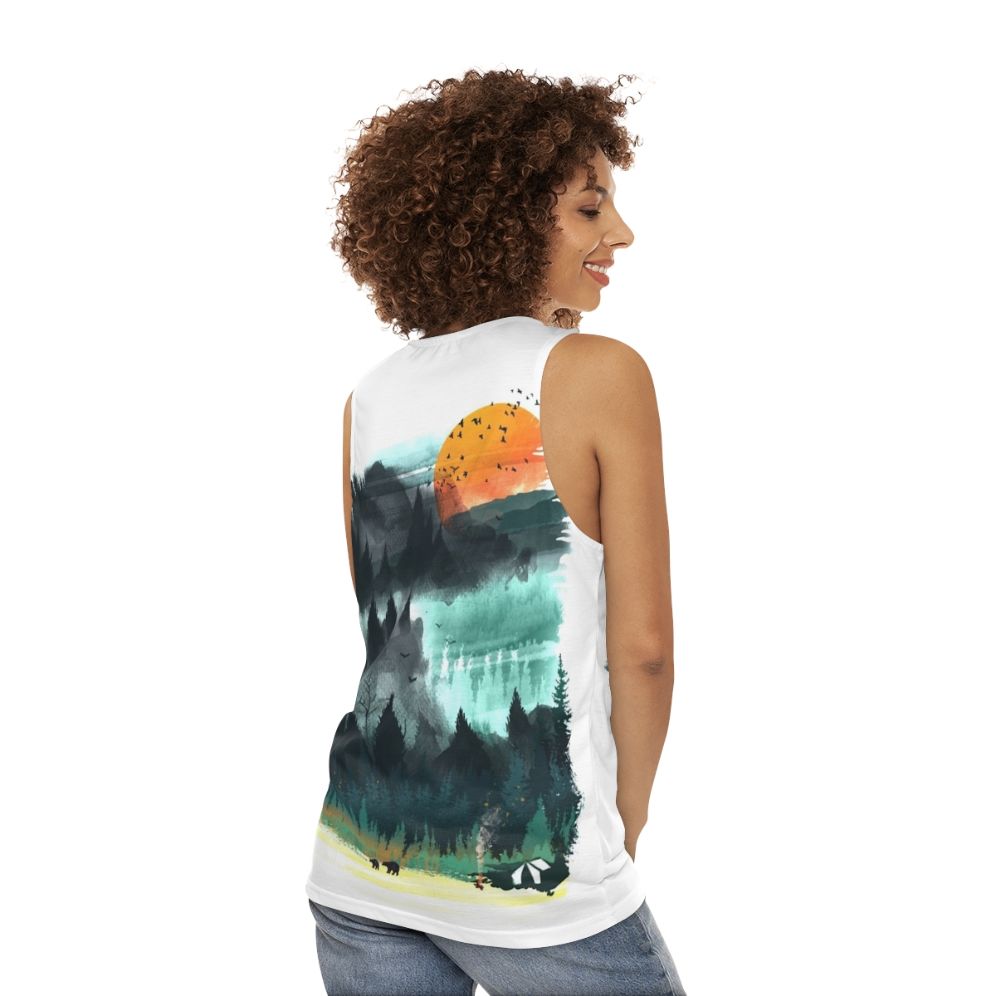 Watercolor wilderness unisex tank top - women back