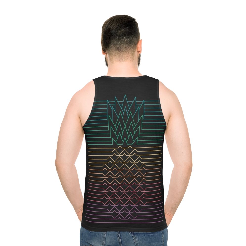 Hala Kahiki Unisex Tank Top with Tropical, Minimalist, and Retro-Inspired Design - men back