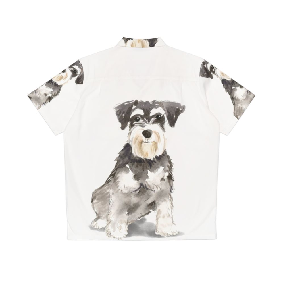 Watercolor Miniature Schnauzer Hawaiian Shirt - Back