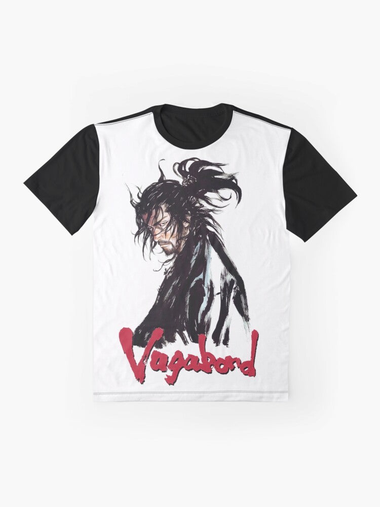 Vagabond Japanese art graphic t-shirt featuring elements of anime, manga, and Japanese culture - Flat lay