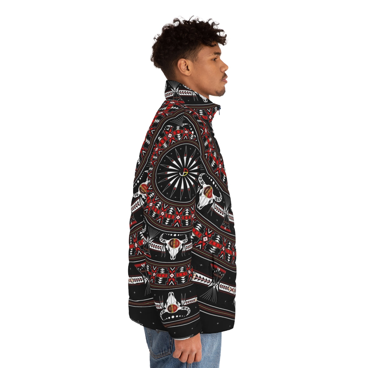 Native American-inspired buffalo puffer jacket - men side right