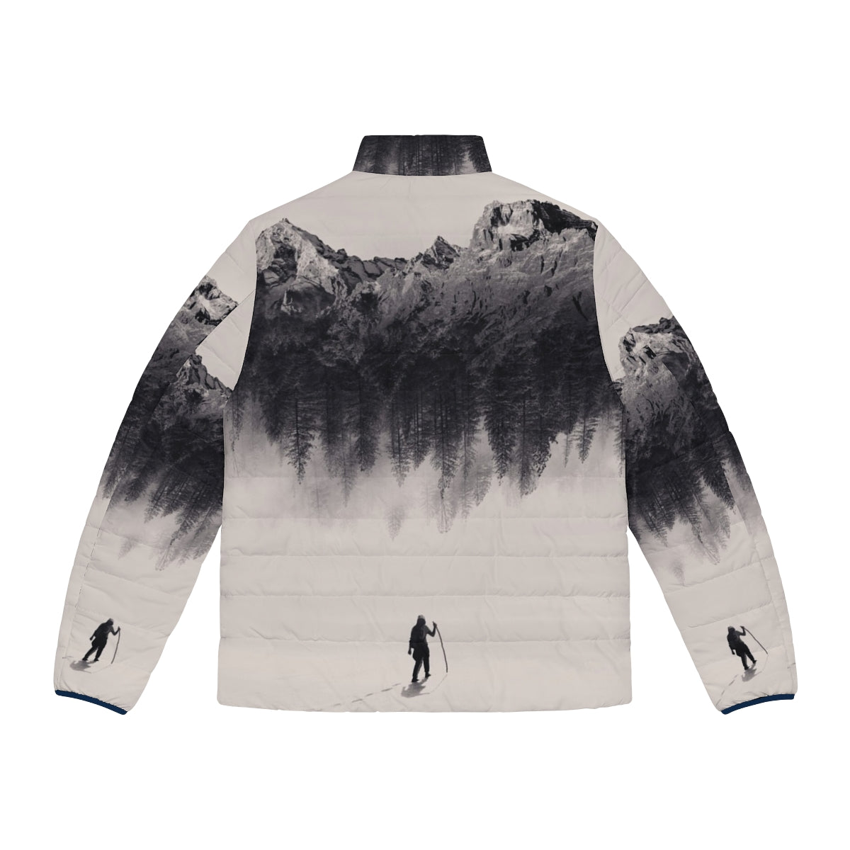 Adventure-Ready Puffer Jacket with Surreal Landscape - Back