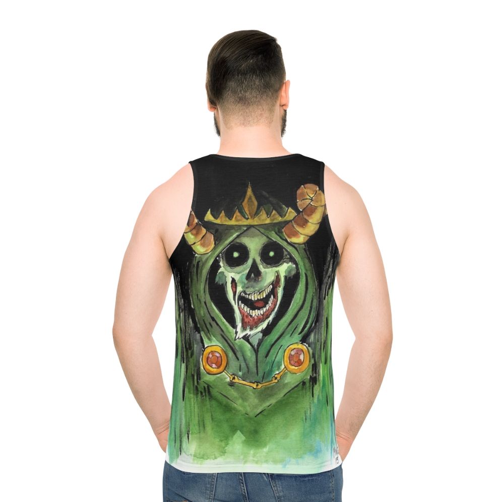 Unisex tank top with lich skull design - men back