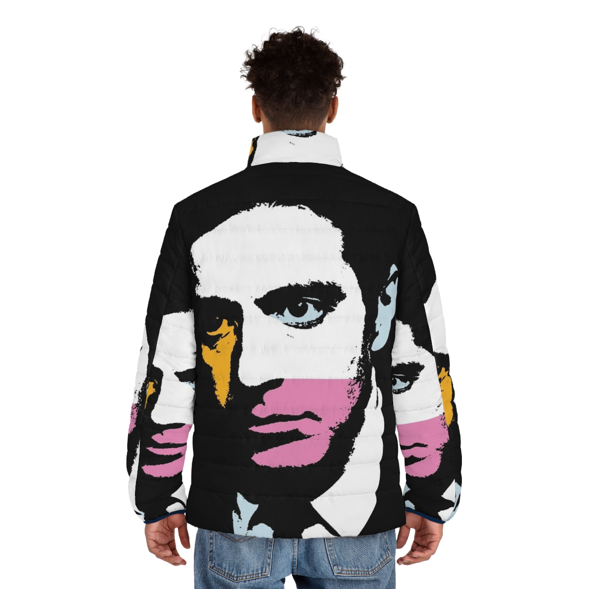 Al Pacino Pop Art Puffer Jacket featuring iconic movie characters - men back