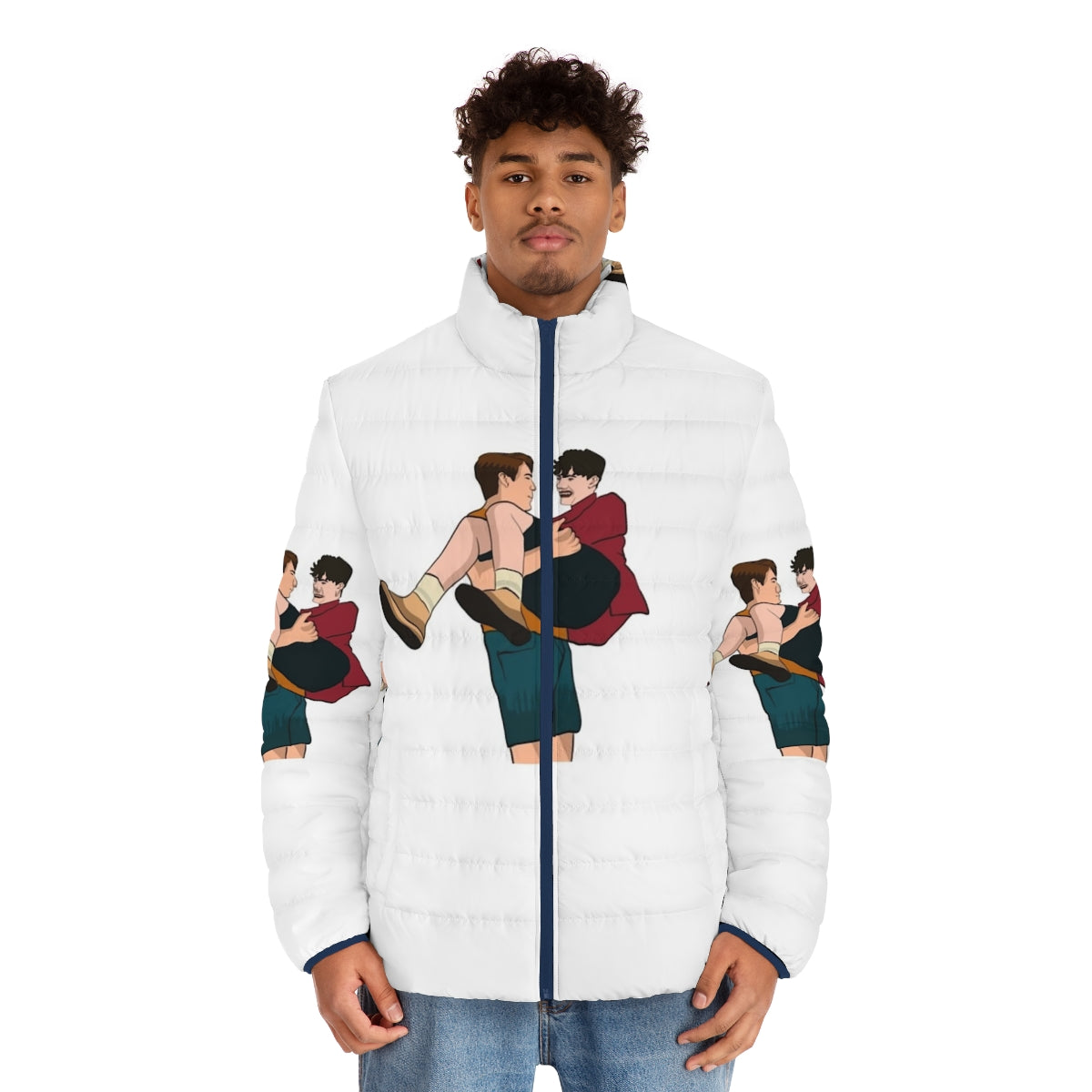 Heartstopper Nick and Charlie Friendship Inspired Puffer Jacket - men front