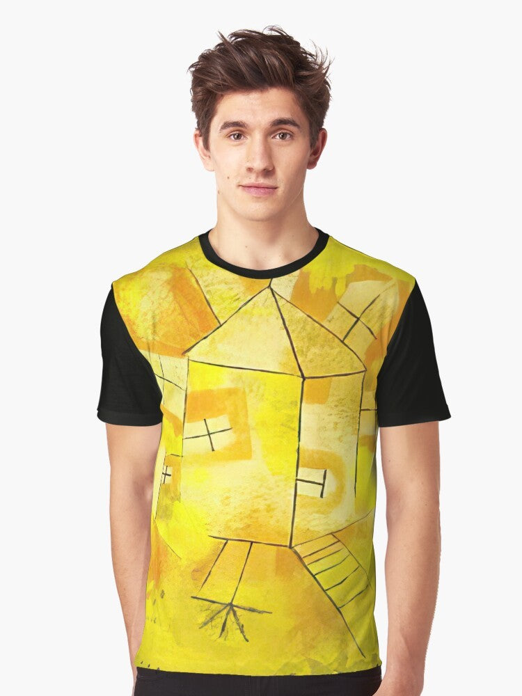 Graphic t-shirt featuring Paul Klee's cubist and expressionist painting "Castle and Sun" - Men