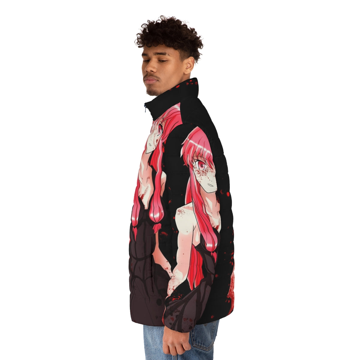 Mirai Nikki Yuno Gasai inspired anime puffer jacket - men side left