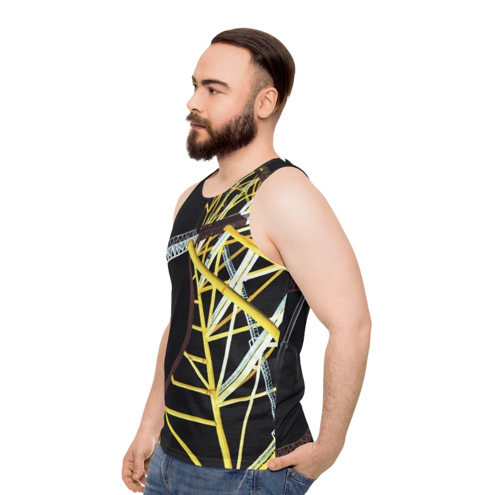 Unisex tank top featuring the Top Thrill Dragster roller coaster at Cedar Point amusement park - men side