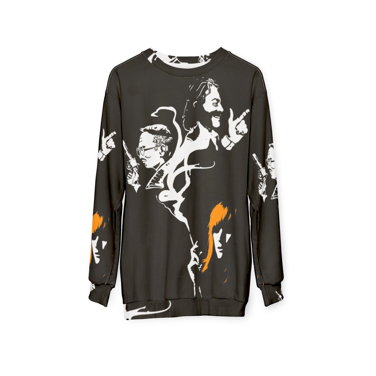 Disco Elysium Noir Sweatshirt with Psychedelic Gaming Fanart - hanging