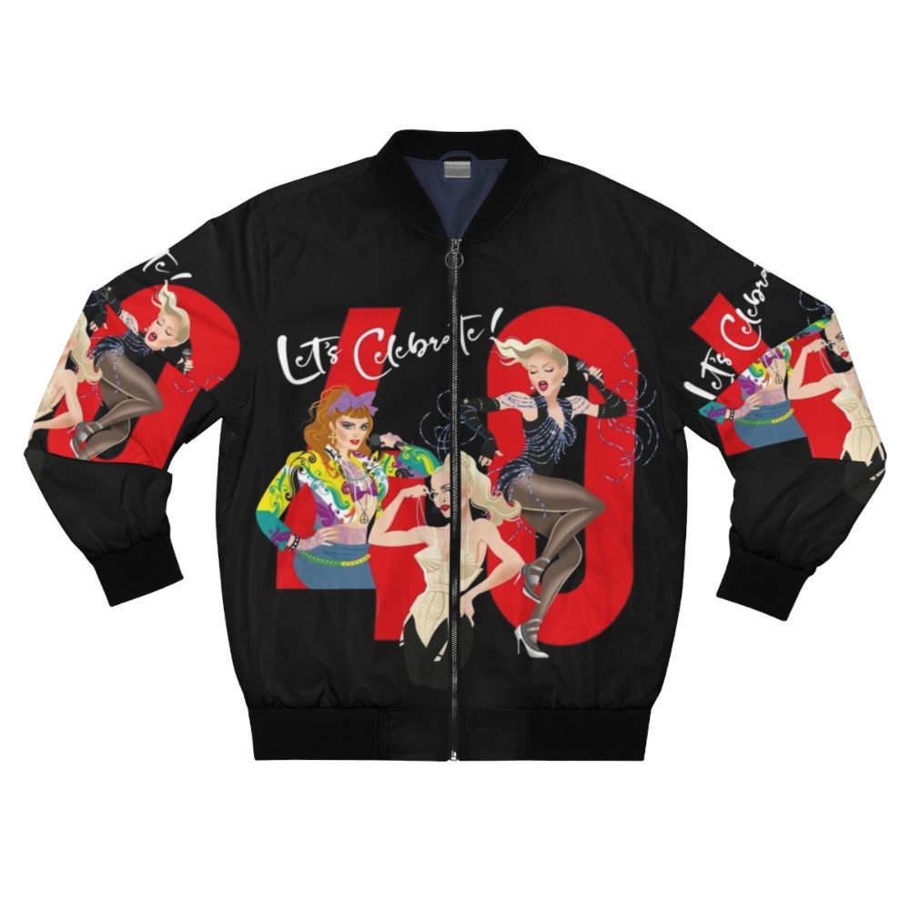 Bomber jacket with colorful Alejandro Mogollo art design