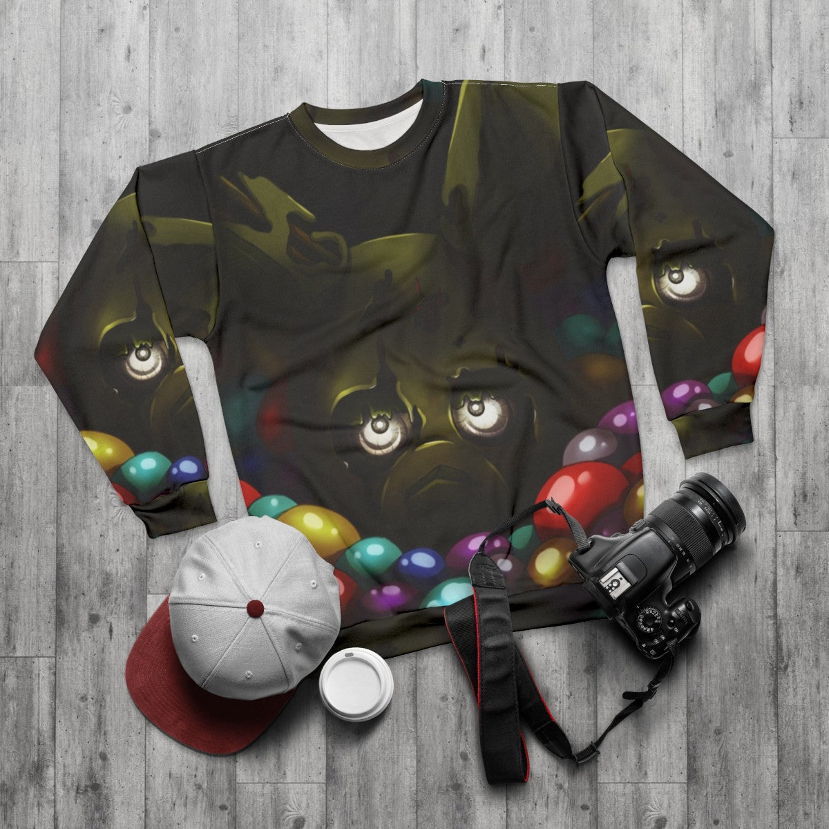 Springtrap Into The Pit V1 FNAF Horror Sweatshirt - flat lay