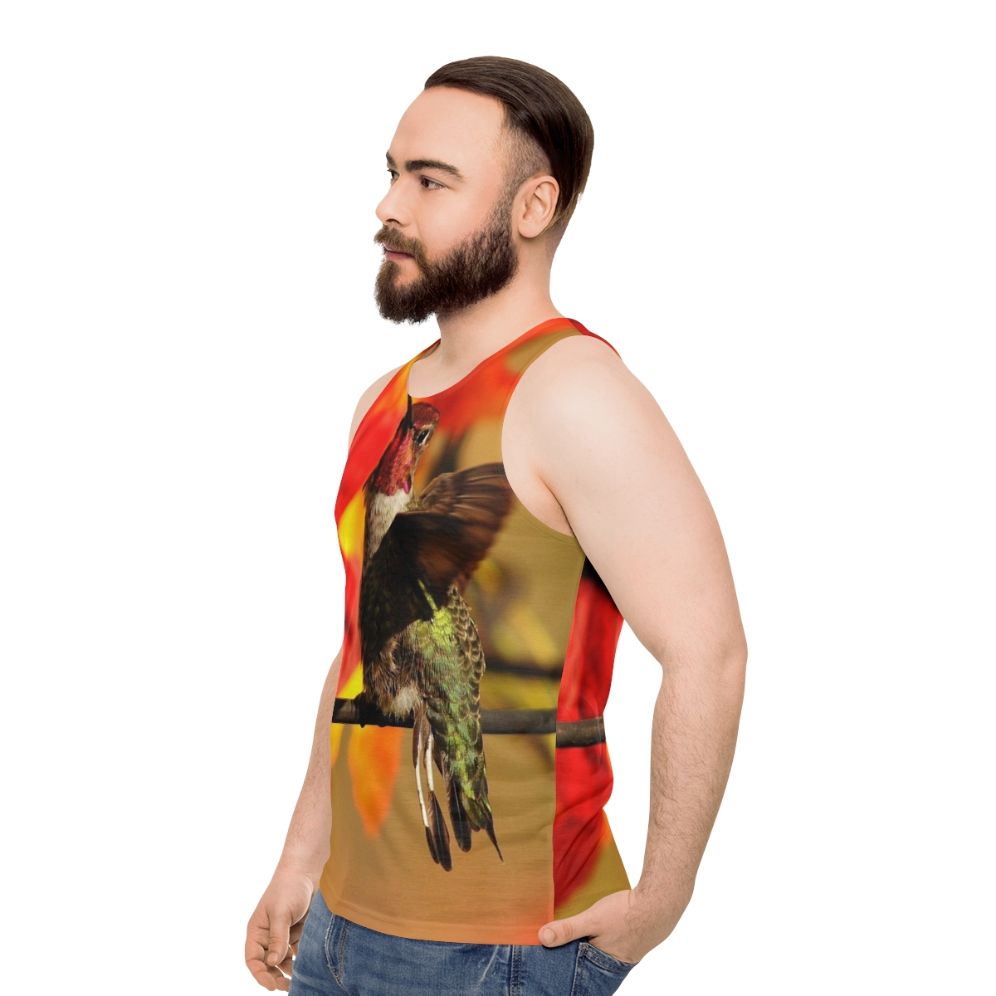 Autumn Hummingbird Unisex Tank Top - men side