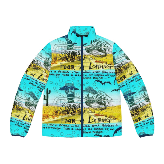 Fear and Loathing in Las Vegas Trippy Puffer Jacket featuring Hunter S. Thompson's iconic imagery