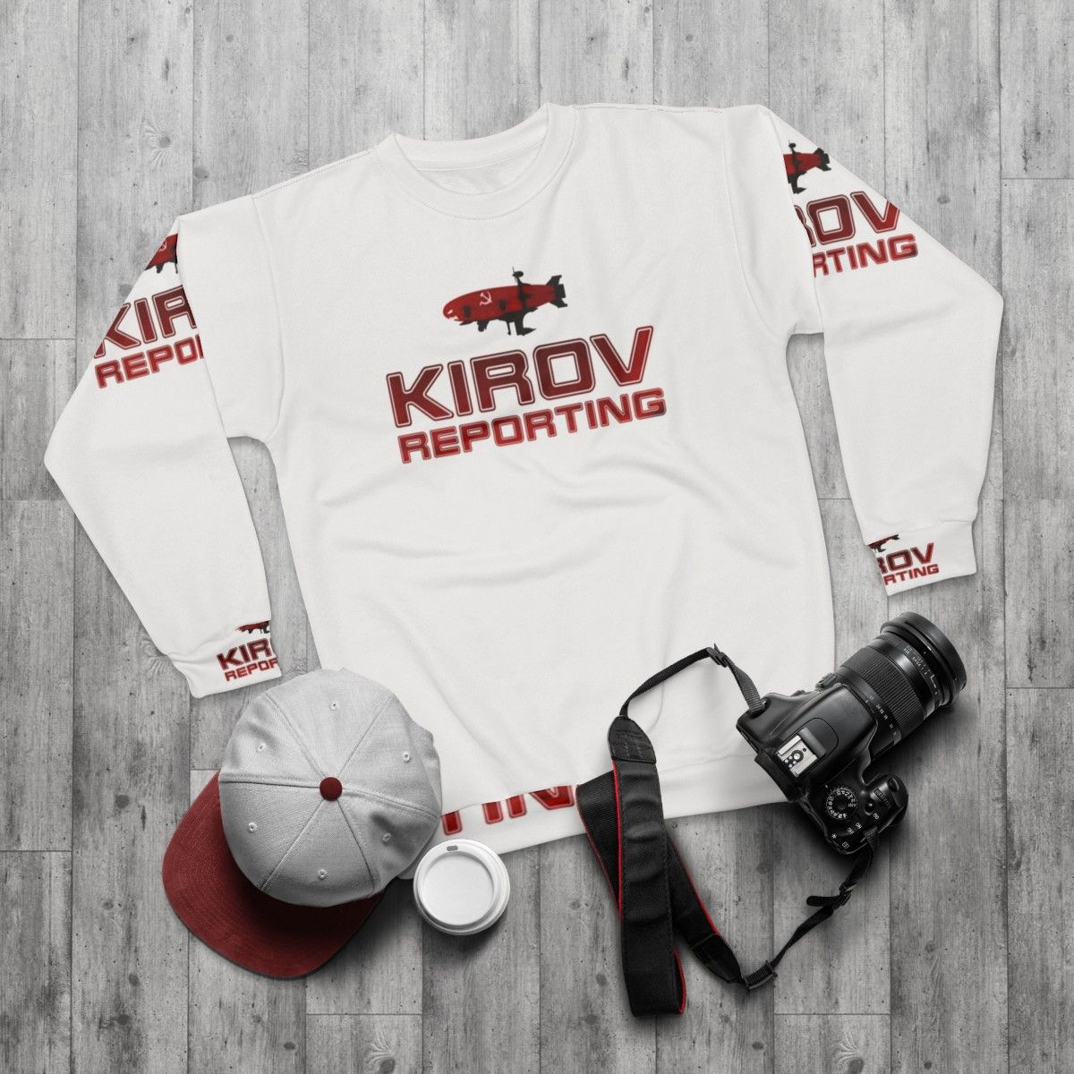 Kirov Reporting Soviet-Inspired Sweatshirt for Gamers - flat lay