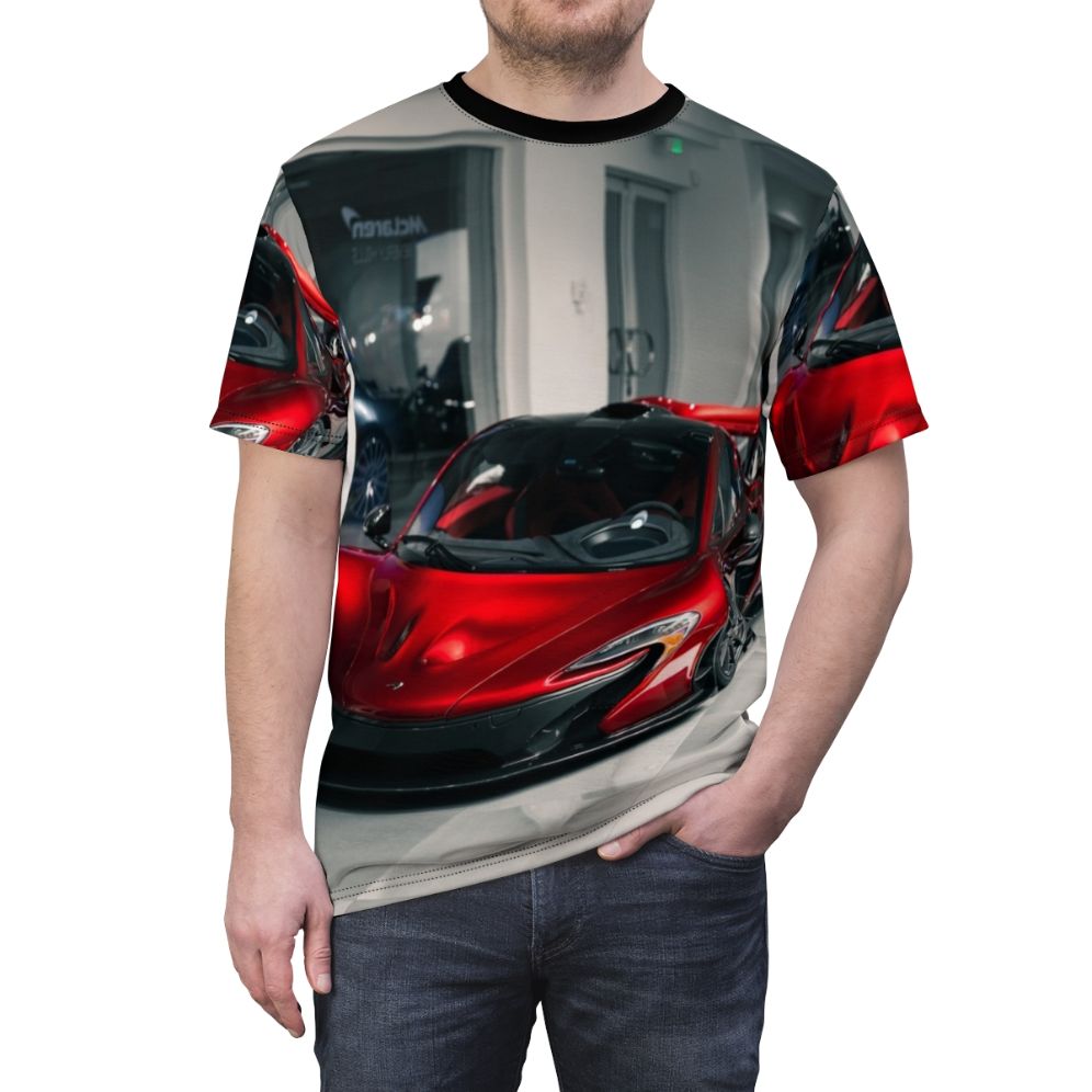 Mclaren P1 Inspired Graphic T-Shirt in Red - men front