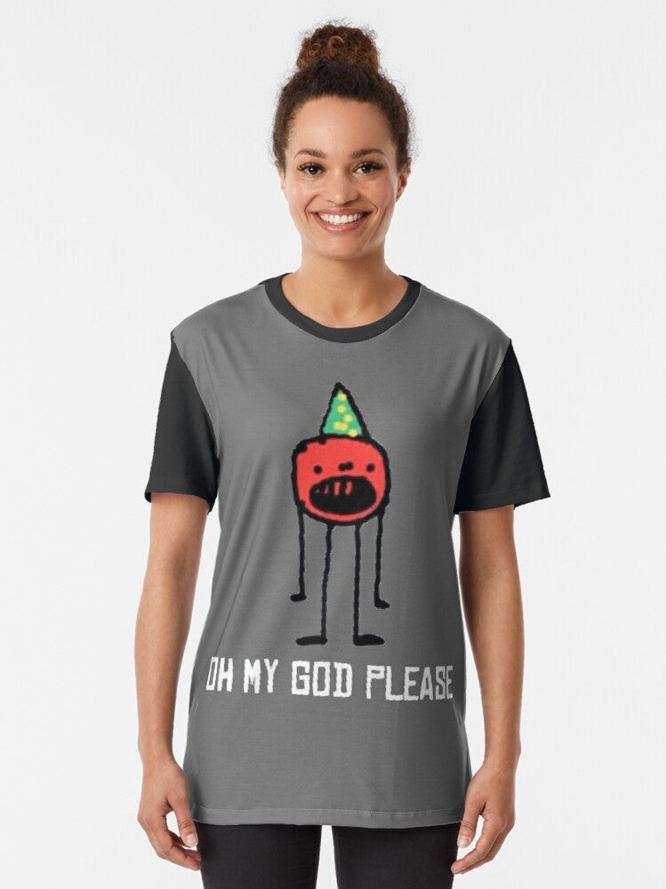 Ironic "OH MY GOD PLEASE" graphic t-shirt featuring CallMeCarson, a popular Twitch streamer and internet personality. - Women