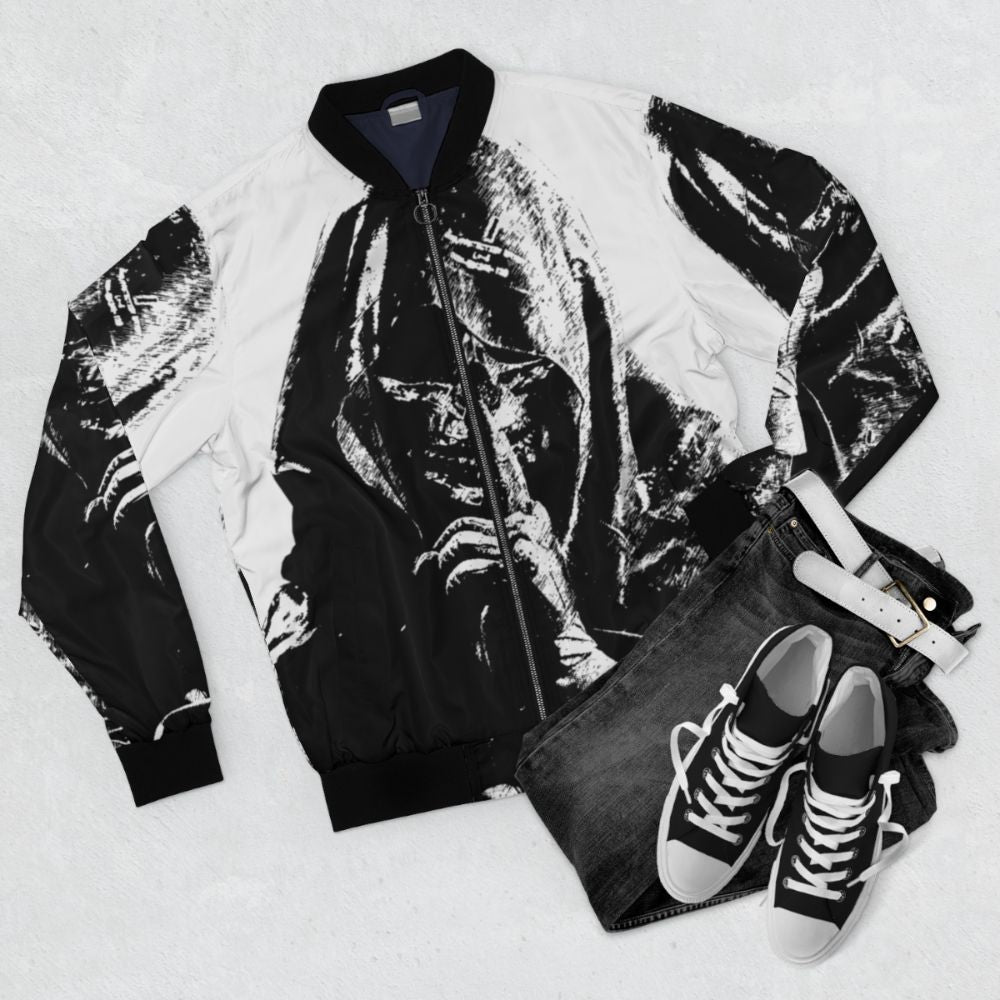 Higgs (two tone) Death Stranding Bomber Jacket - Flat lay