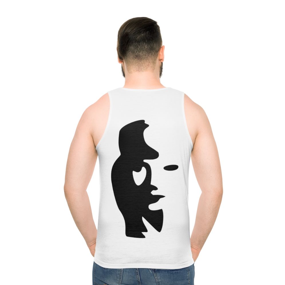 Optical illusion saxophone player unisex tank top - men back