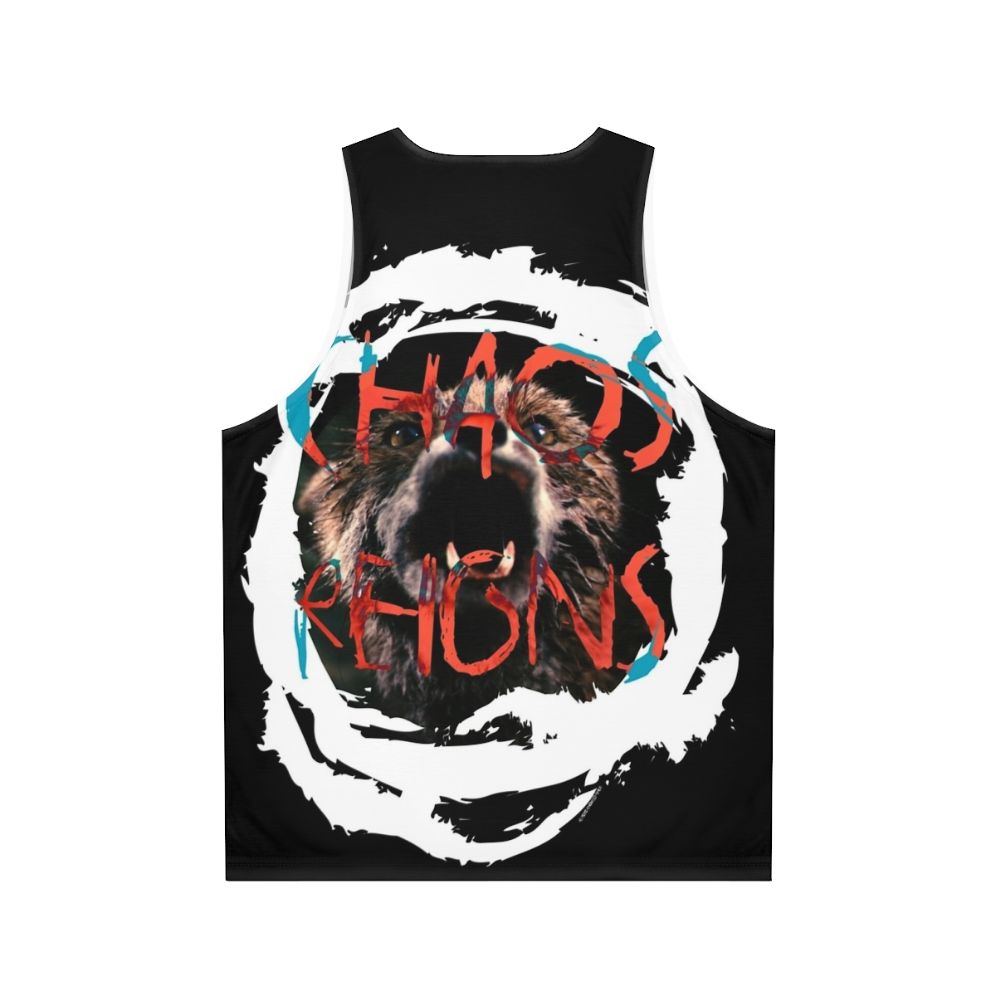 Chaos Reigns Unisex Tank Top with Cult Movie Inspired Design - Back