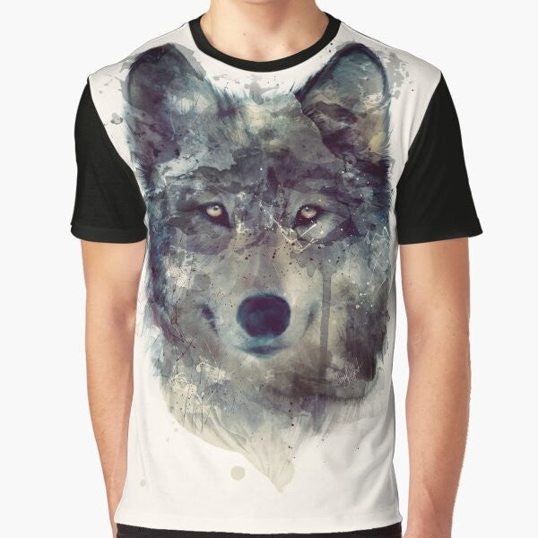 Watercolor wolf persevere graphic t-shirt