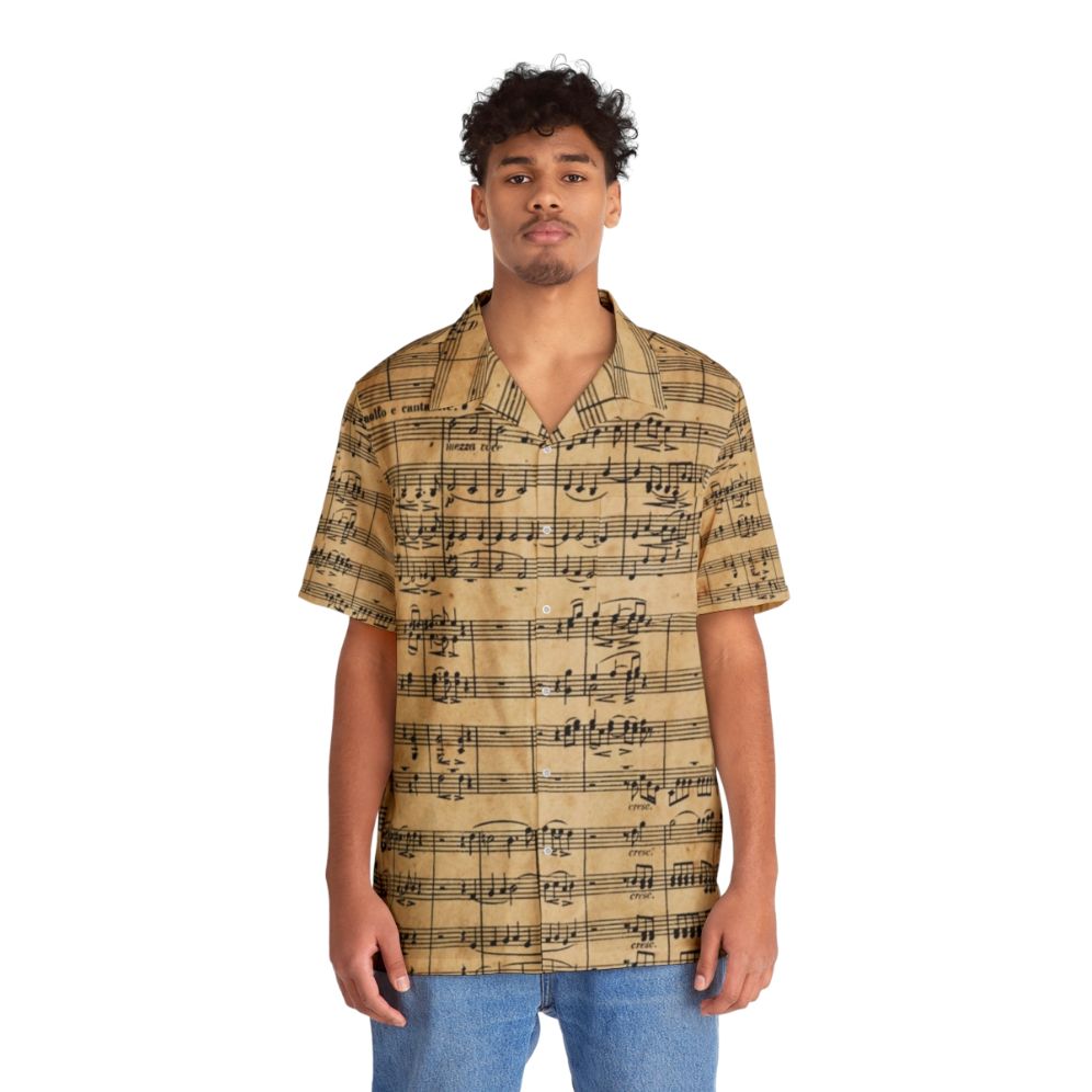 Beethoven's Symphony No. 9 Hawaiian Shirt featuring antique sheet music - People Front