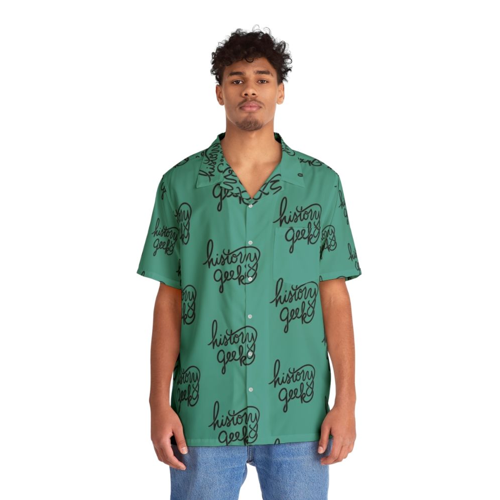 Retro history geek Hawaiian shirt with vintage-inspired design - People Front