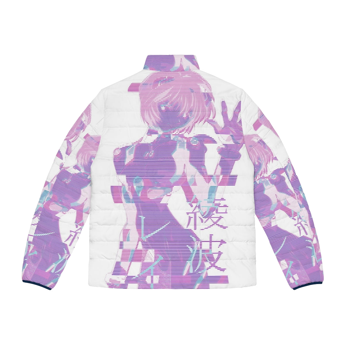 Rei Ayanami inspired EVA puffer jacket with vaporwave aesthetic design - Back