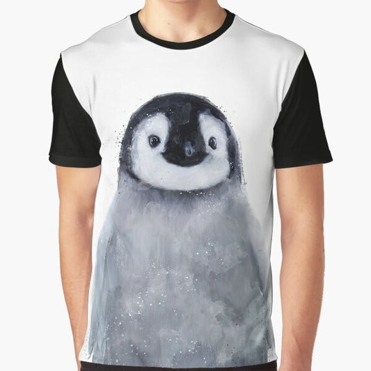 Adorable portrait of a little penguin on a graphic t-shirt