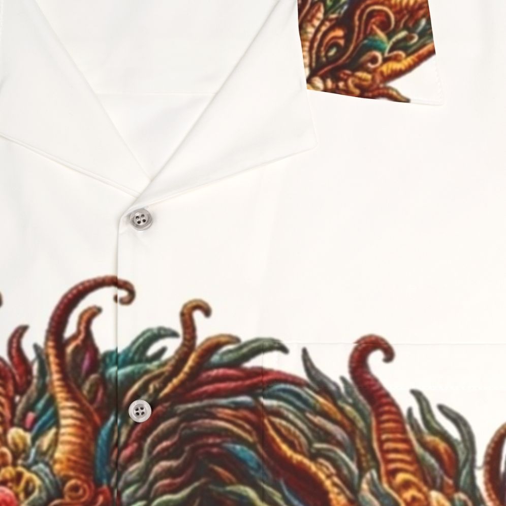 Hydra Hawaiian Shirt - Legendary Embroidered Fantasy Mythology Shirt - Detail