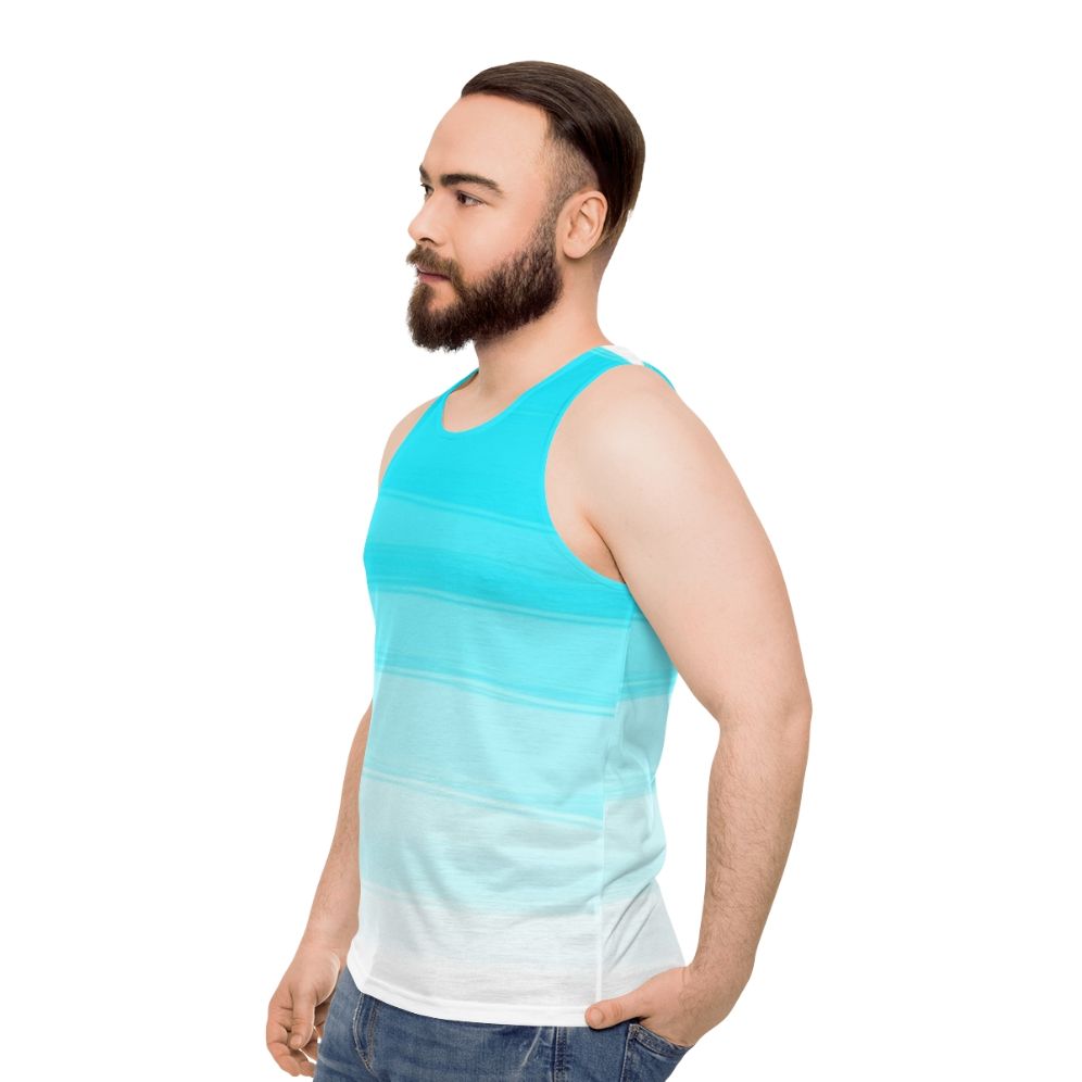 Blue Brushstroke Unisex Tank Top - men side