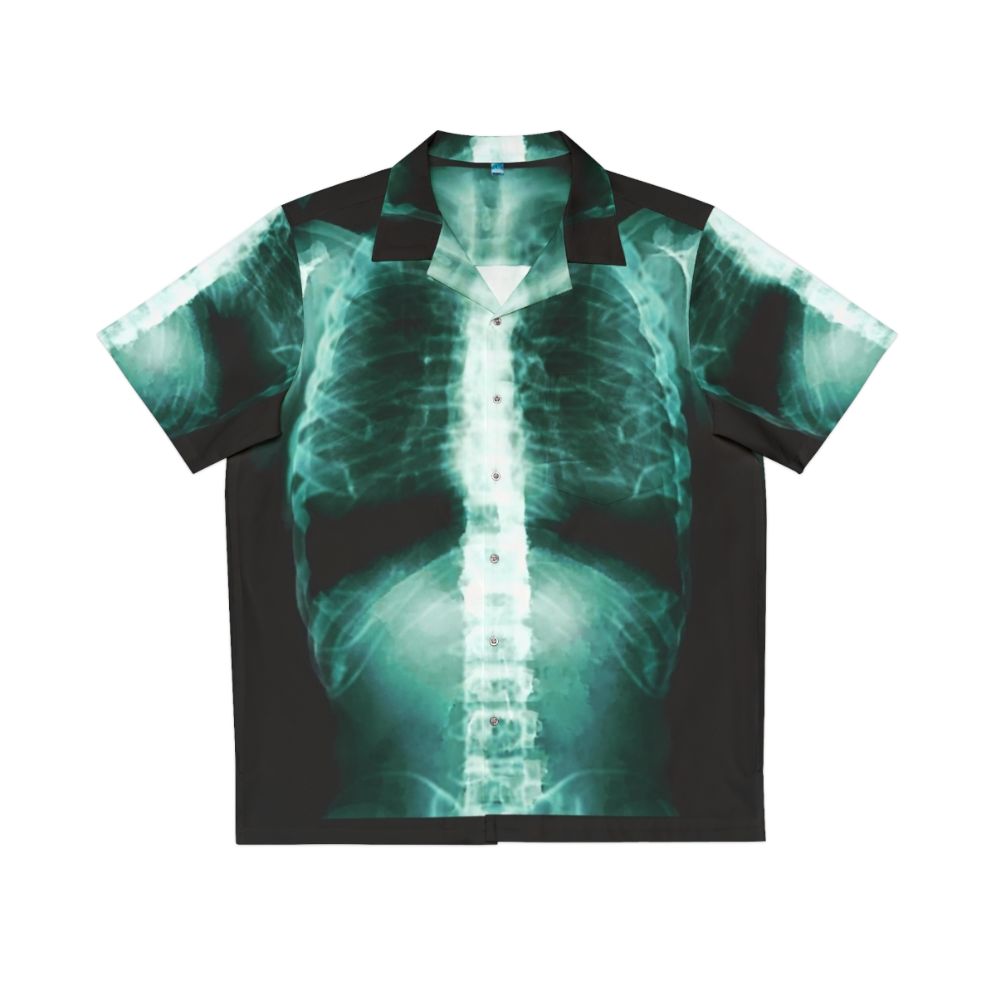 X-ray Hawaiian shirt featuring human anatomy and marine life